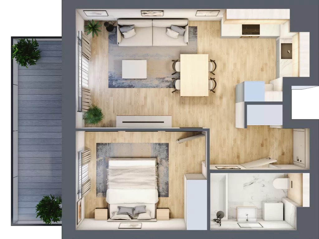 2 pokoje, mieszkanie 42,38 m², piętro 6, oferta nr A.2.7.05, Botanika Skierniewice, Skierniewice, Aleja Macieja Rataja 18