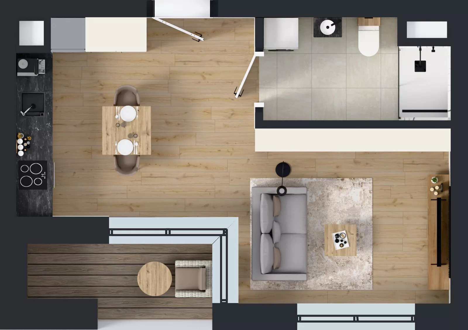 1 pokój, mieszkanie 30,13 m², piętro 3, oferta nr A.21, Apartamenty Dębowa, Łódź, Górna, Górniak, ul. Dębowa 1