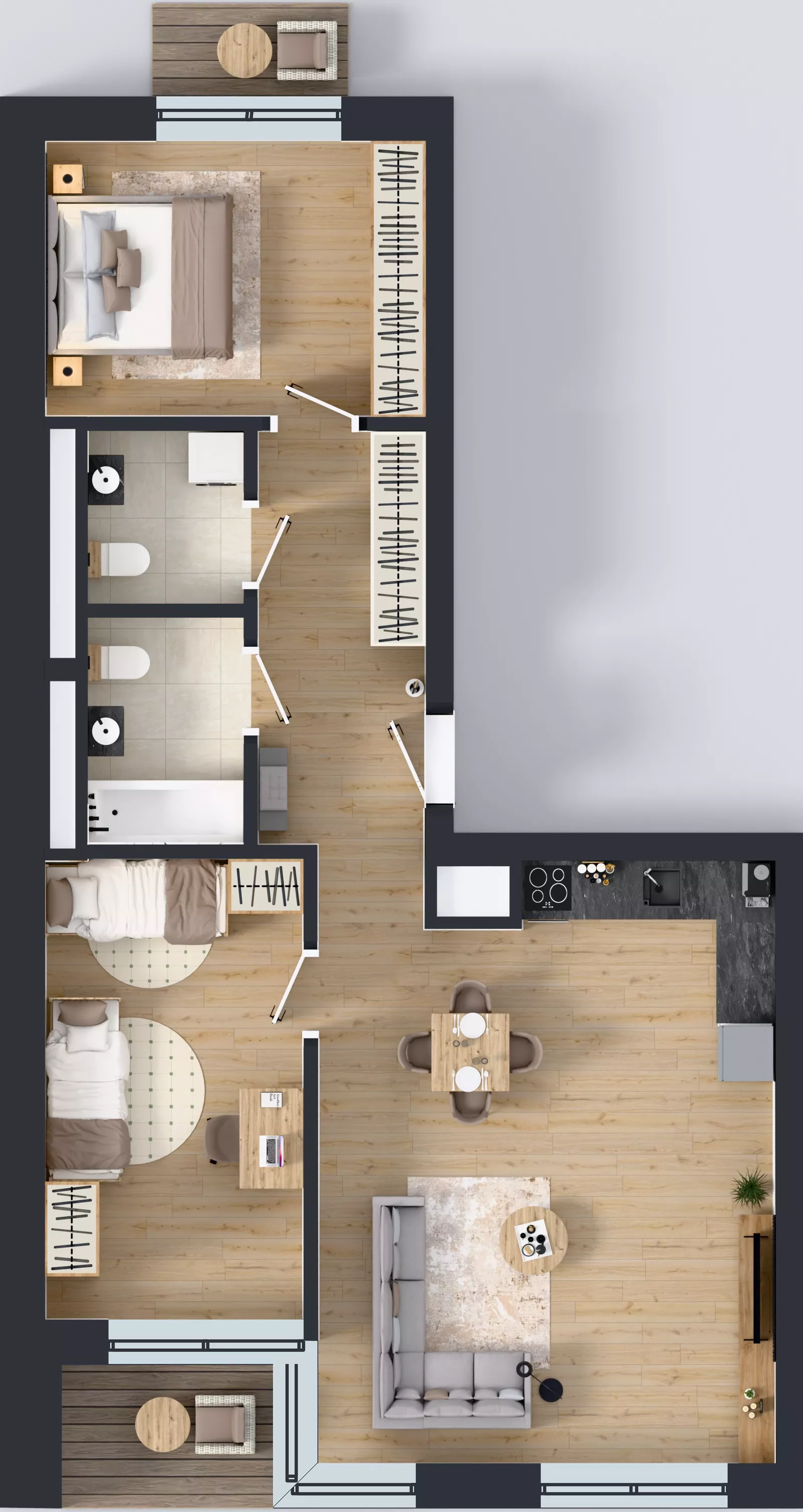 3 pokoje, mieszkanie 73,74 m², piętro 1, oferta nr A.6, Apartamenty Dębowa, Łódź, Górna, Górniak, ul. Dębowa 1