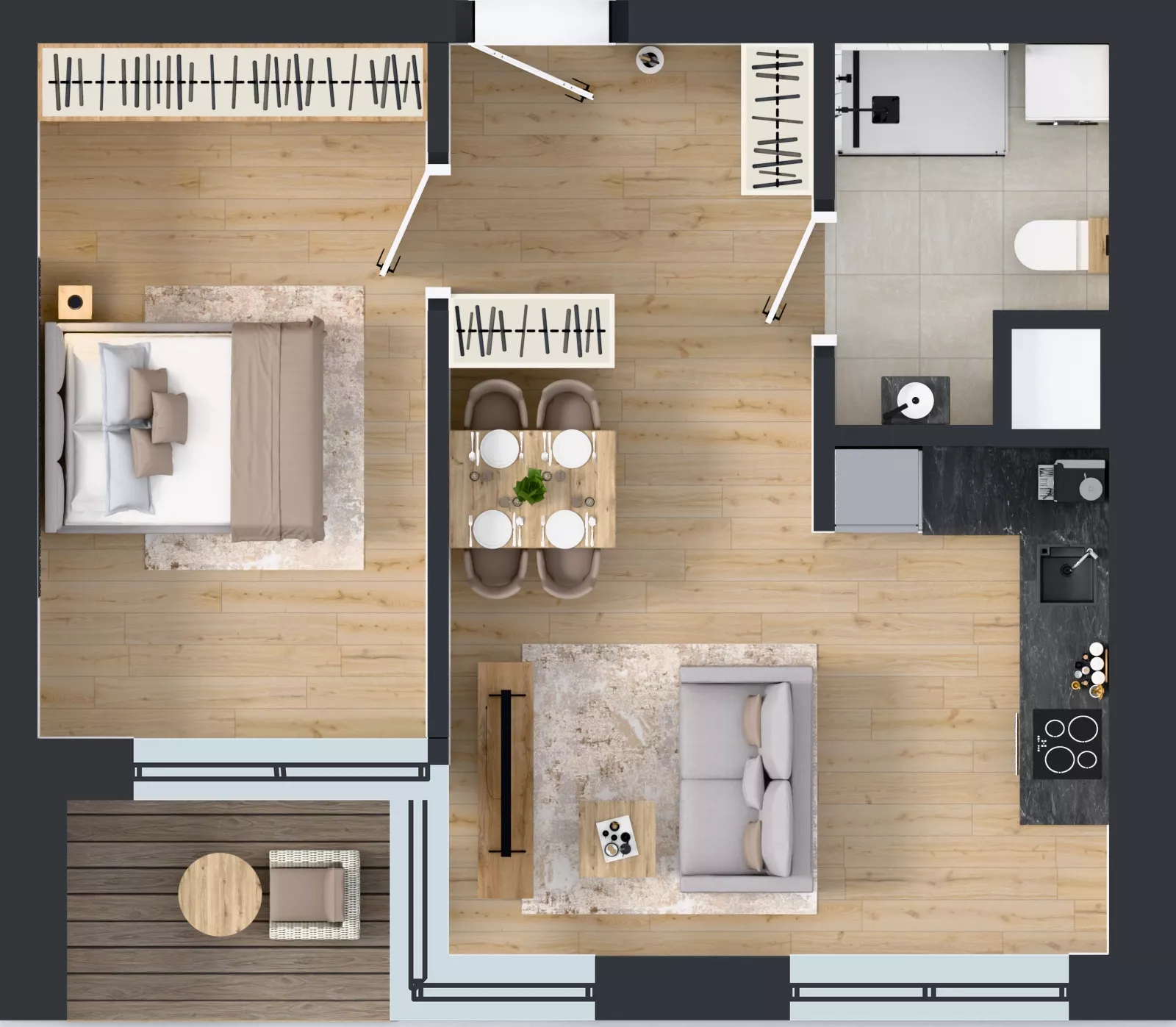 2 pokoje, mieszkanie 43,38 m², piętro 2, oferta nr B.54, Apartamenty Dębowa, Łódź, Górna, Górniak, ul. Dębowa 1