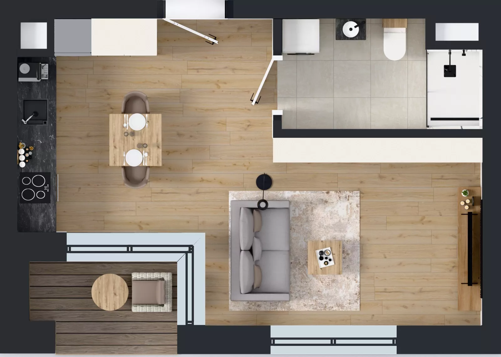 1 pokój, mieszkanie 31,03 m², piętro 2, oferta nr B.56, Apartamenty Dębowa, Łódź, Górna, Górniak, ul. Dębowa 1
