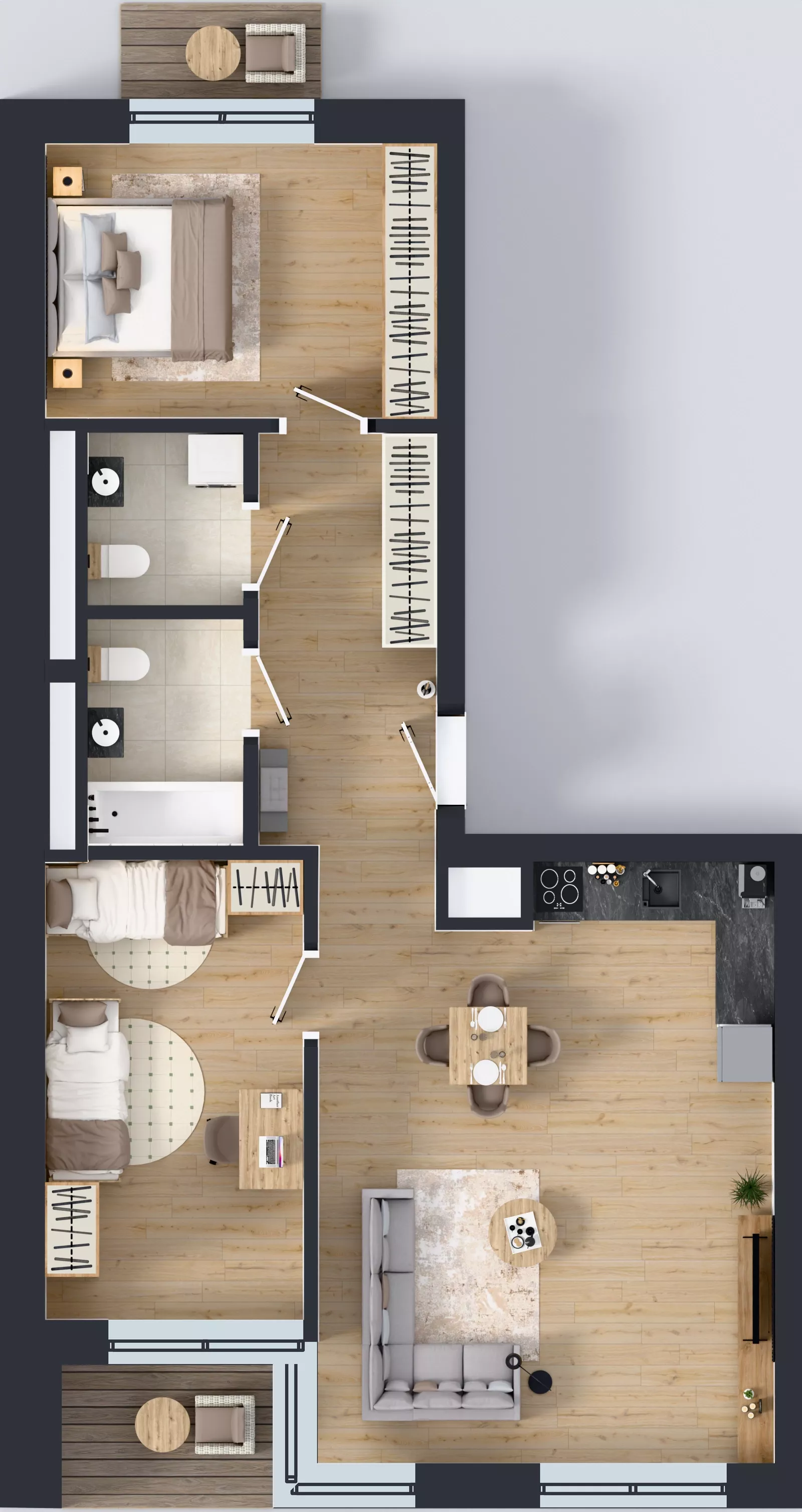 3 pokoje, mieszkanie 75,15 m², piętro 2, oferta nr B.58, Apartamenty Dębowa, Łódź, Górna, Górniak, ul. Dębowa 1