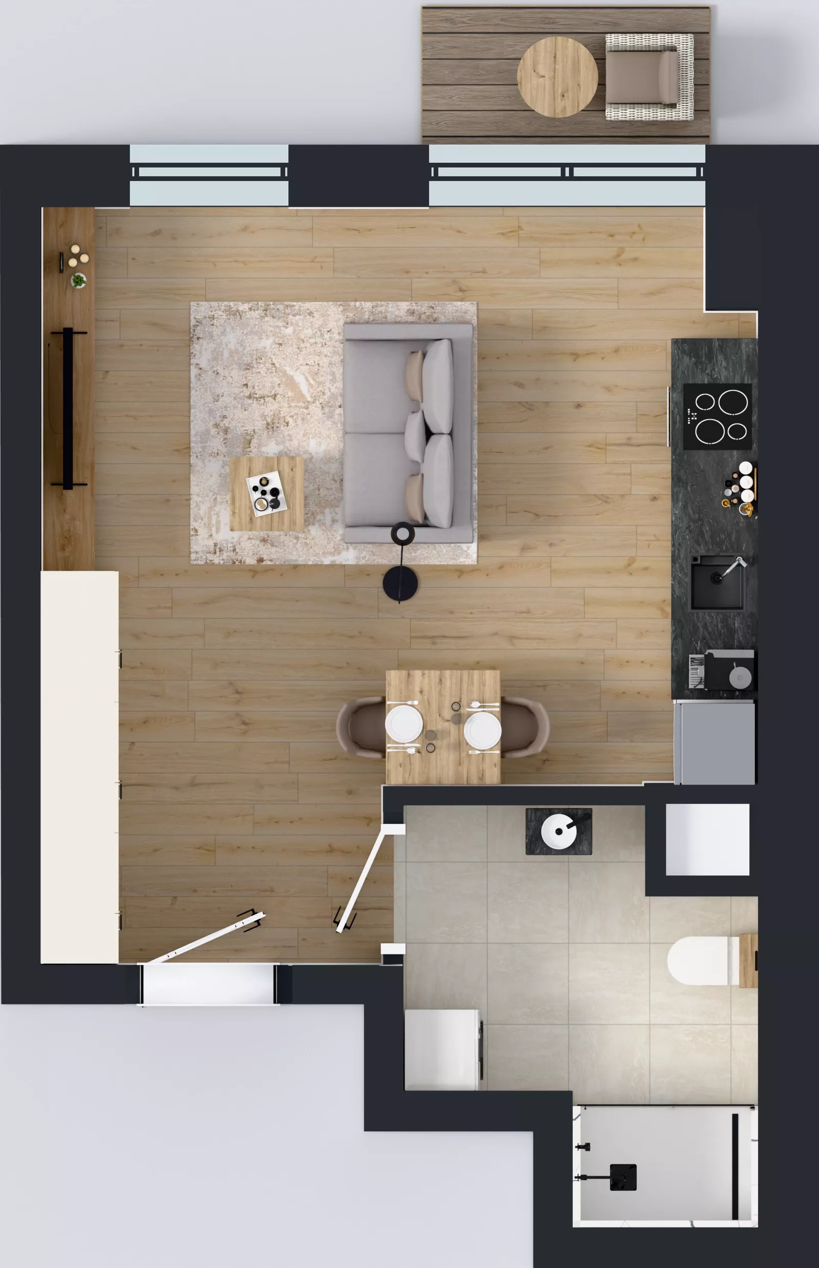 1 pokój, mieszkanie 32,42 m², piętro 4, oferta nr B.73, Apartamenty Dębowa, Łódź, Górna, Górniak, ul. Dębowa 1