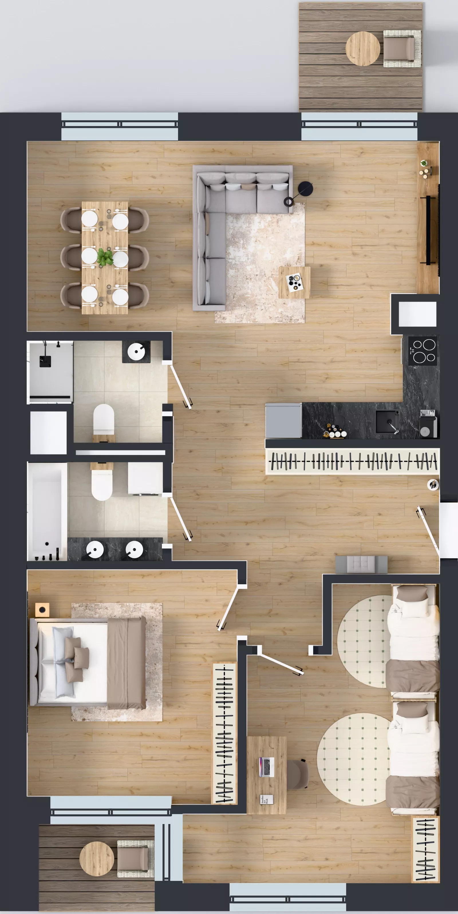 3 pokoje, mieszkanie 81,34 m², piętro 2, oferta nr C.103, Apartamenty Dębowa, Łódź, Górna, Górniak, ul. Dębowa 1