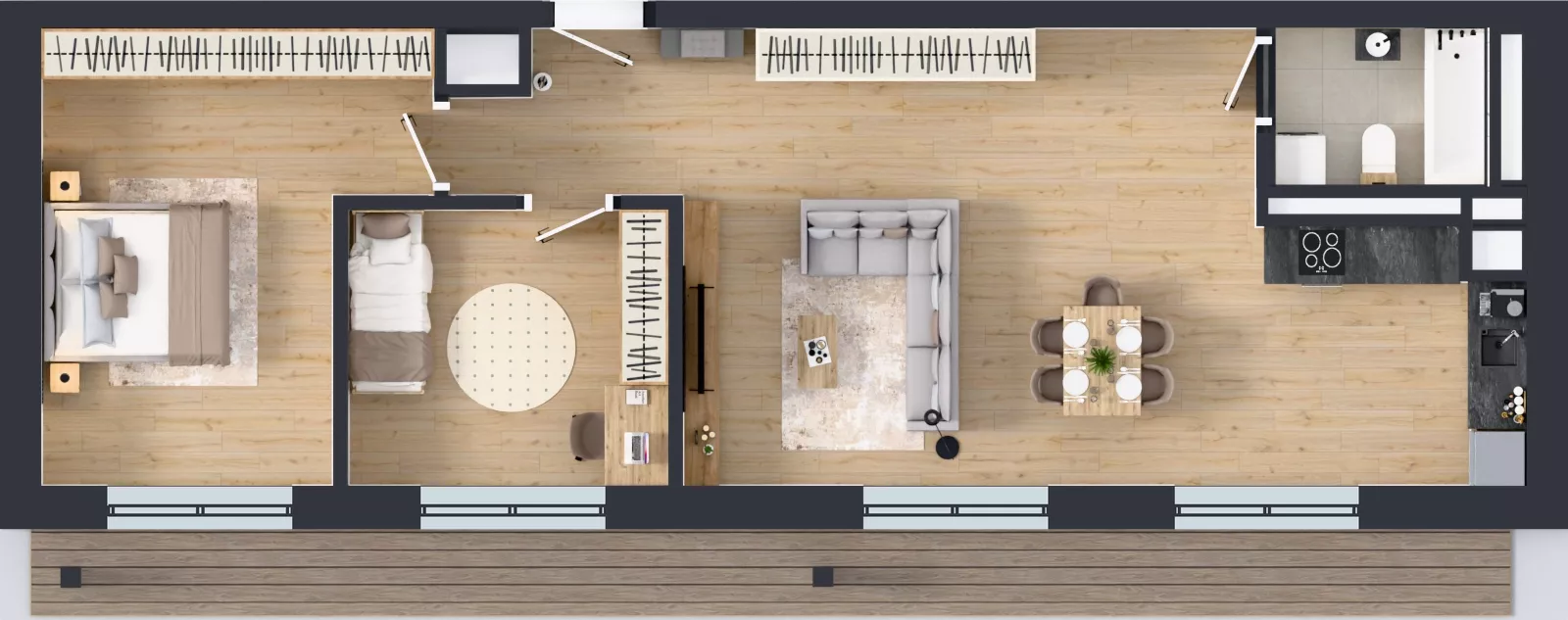 3 pokoje, mieszkanie 74,75 m², piętro 5, oferta nr C.129, Apartamenty Dębowa, Łódź, Górna, Górniak, ul. Dębowa 1