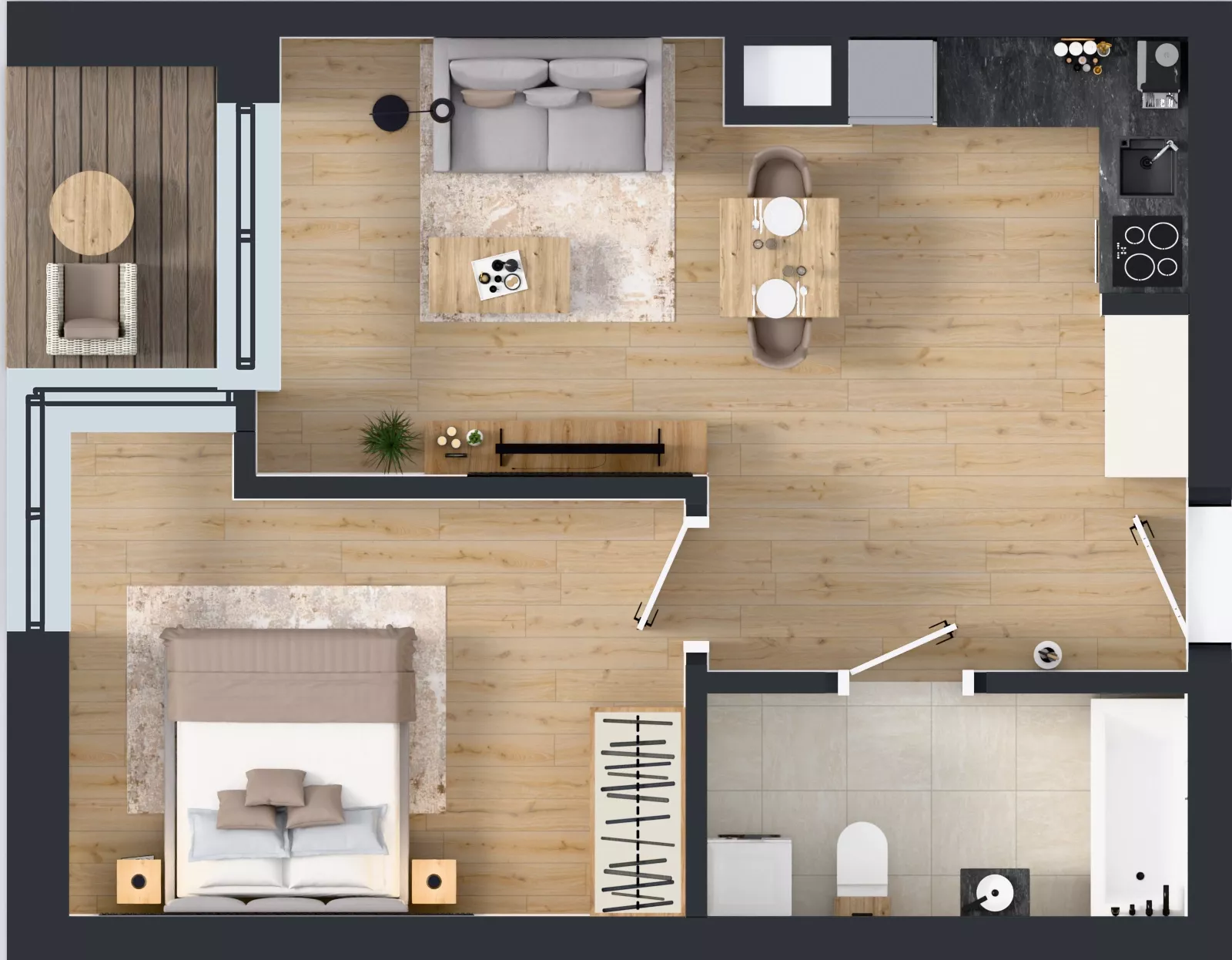 2 pokoje, mieszkanie 42,60 m², piętro 1, oferta nr C.85, Apartamenty Dębowa, Łódź, Górna, Górniak, ul. Dębowa 1