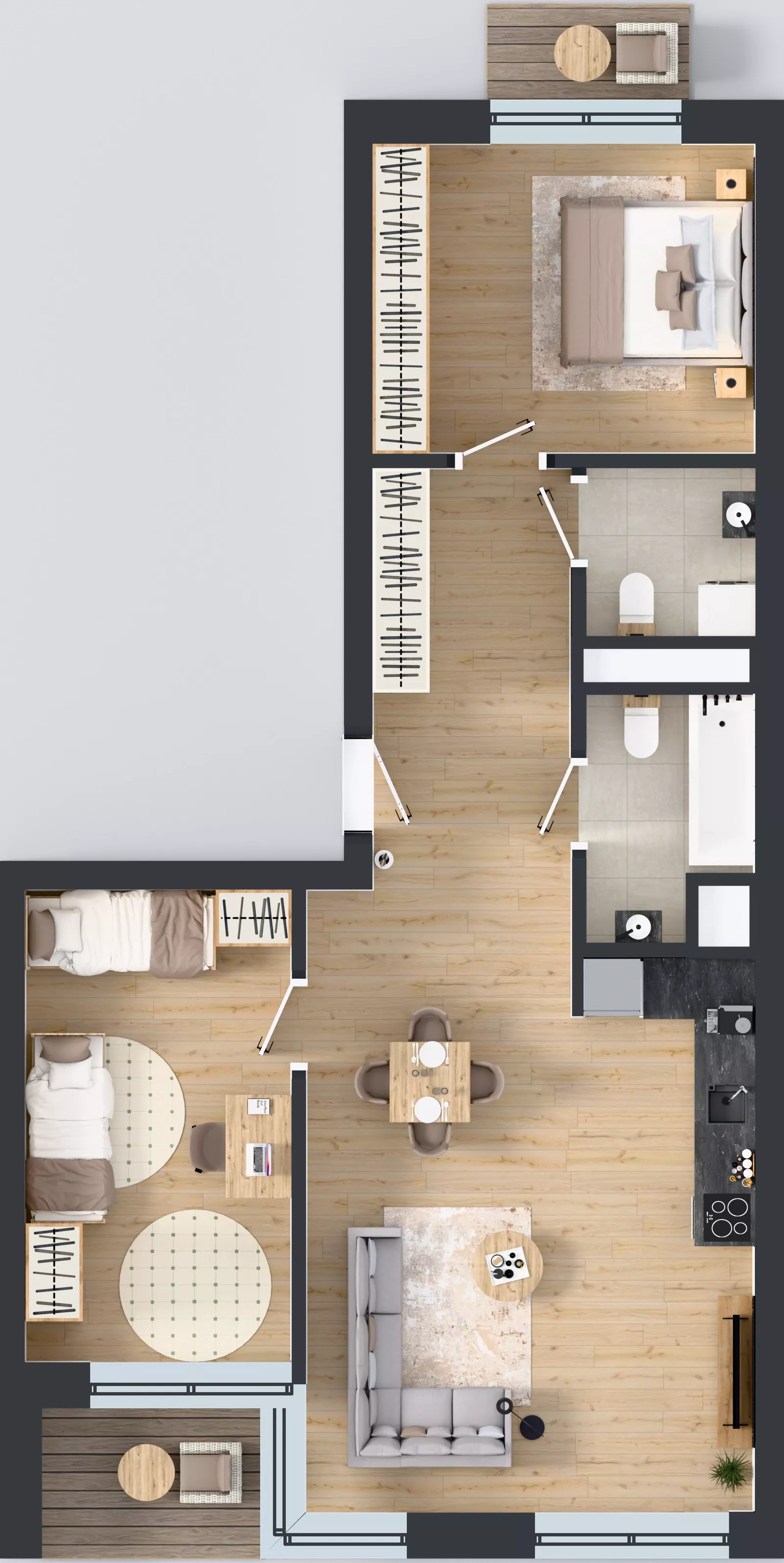 3 pokoje, mieszkanie 72,73 m², piętro 1, oferta nr C.89, Apartamenty Dębowa, Łódź, Górna, Górniak, ul. Dębowa 1