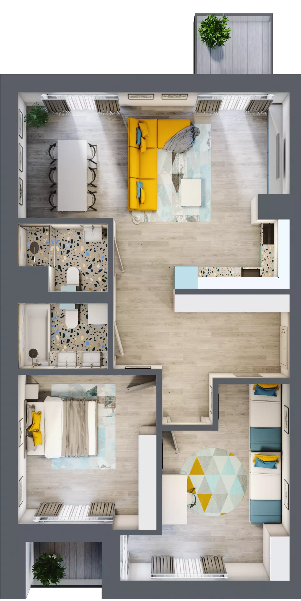 3 pokoje, mieszkanie 81,34 m², piętro 2, oferta nr C.103, Apartamenty Dębowa, Łódź, Górna, Górniak, ul. Dębowa 1