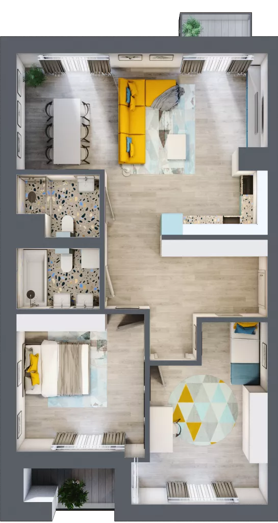 3 pokoje, mieszkanie 80,37 m², piętro 3, oferta nr C.114, Apartamenty Dębowa, Łódź, Górna, Górniak, ul. Dębowa 1
