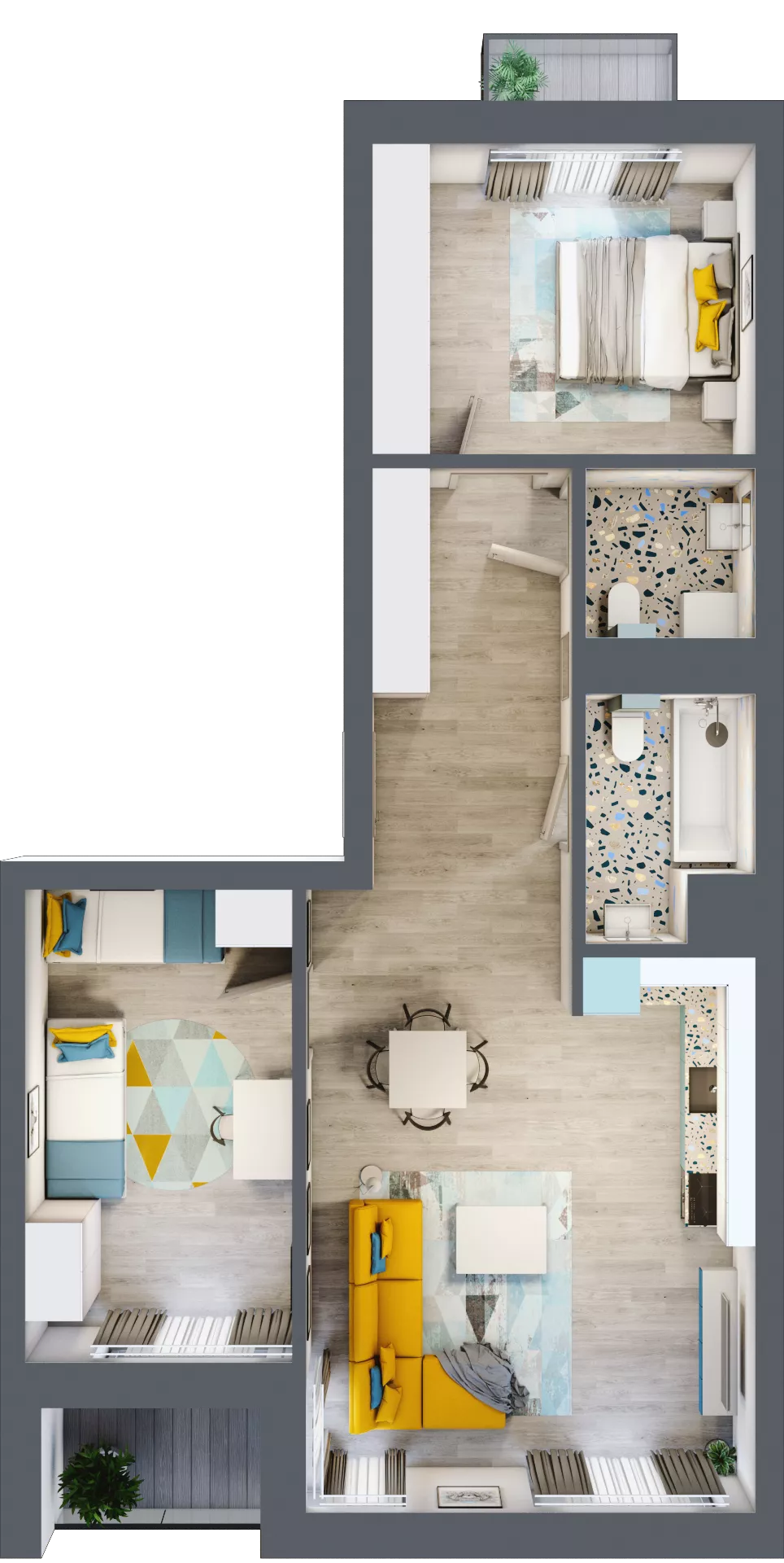 3 pokoje, mieszkanie 72,73 m², piętro 1, oferta nr C.89, Apartamenty Dębowa, Łódź, Górna, Górniak, ul. Dębowa 1