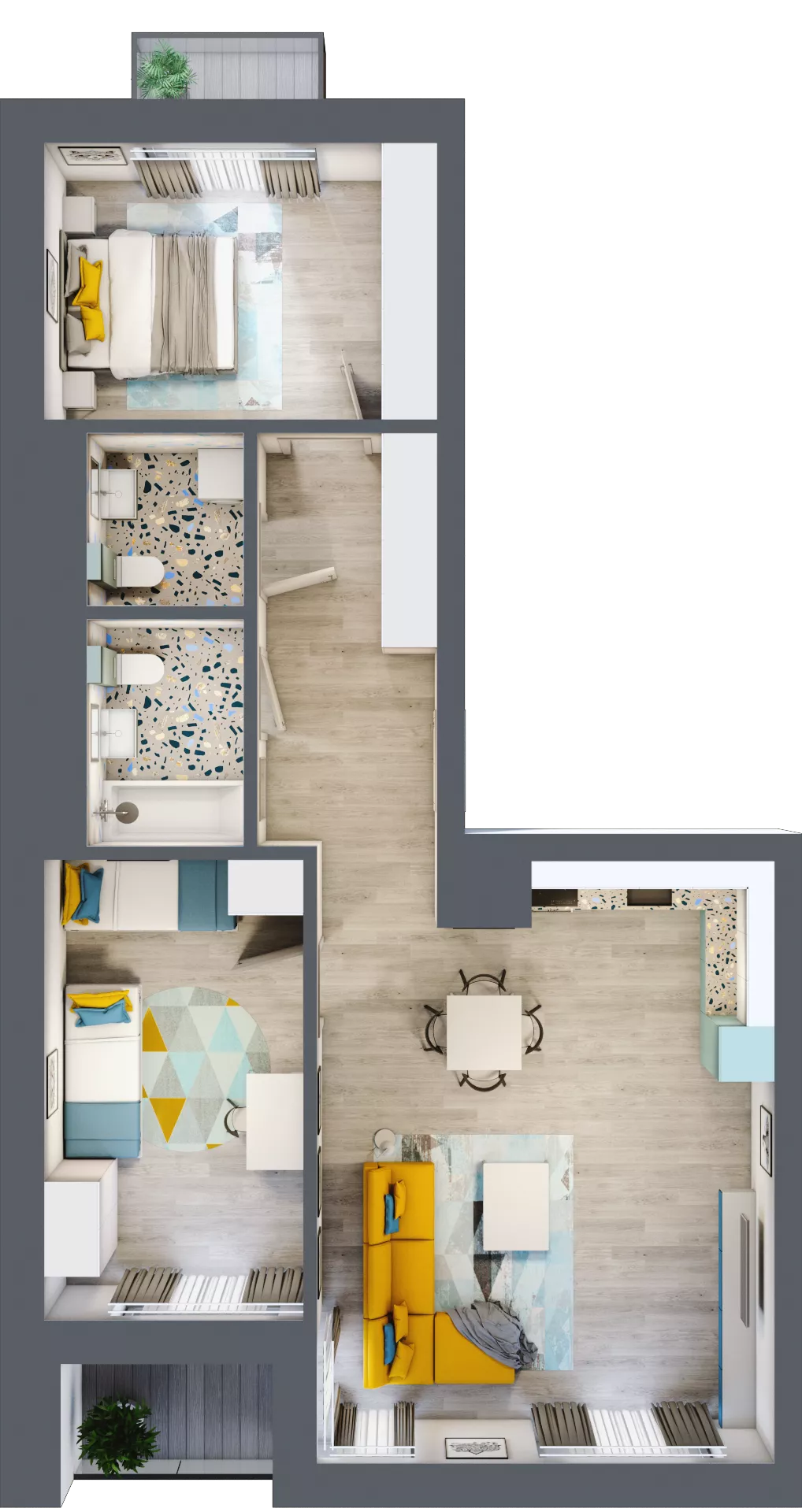 3 pokoje, mieszkanie 75,15 m², piętro 2, oferta nr B.58, Apartamenty Dębowa, Łódź, Górna, Górniak, ul. Dębowa 1