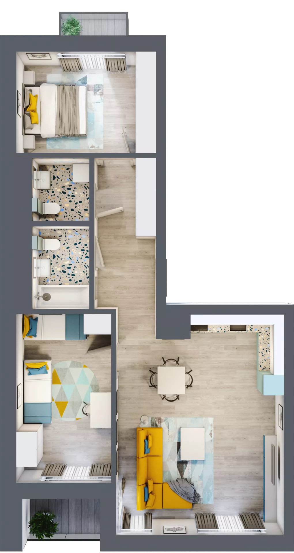 3 pokoje, mieszkanie 73,74 m², piętro 1, oferta nr A.6, Apartamenty Dębowa, Łódź, Górna, Górniak, ul. Dębowa 1