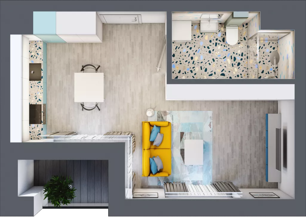 1 pokój, mieszkanie 30,88 m², piętro 1, oferta nr C.90, Apartamenty Dębowa, Łódź, Górna, Górniak, ul. Dębowa 1