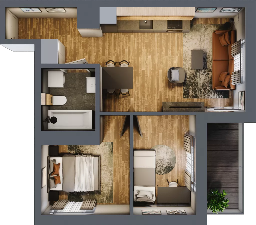 3 pokoje, mieszkanie 45,36 m², piętro 1, oferta nr 7, Koncept H8, Warszawa, Targówek, Targówek Mieszkaniowy, ul. Hodowlana 8