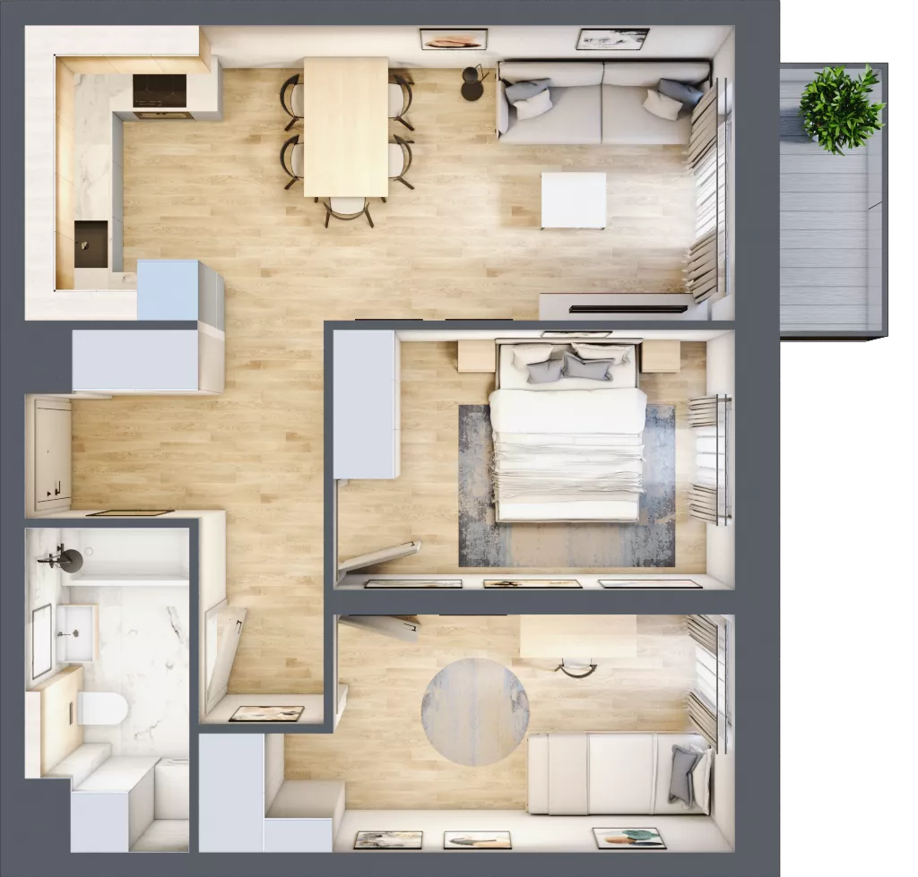 3 pokoje, mieszkanie 54,17 m², piętro 3, oferta nr A1.3/1, Osiedle Pod Jeleniami, Jelenia Góra, Śródmieście, ul. Kadetów 2