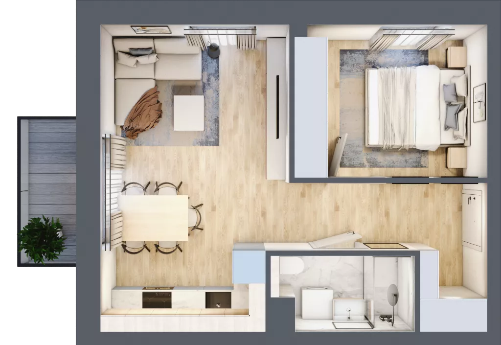 2 pokoje, mieszkanie 37,41 m², piętro 1, oferta nr A1.1/4, Osiedle Pod Jeleniami, Jelenia Góra, Śródmieście, ul. Kadetów 2