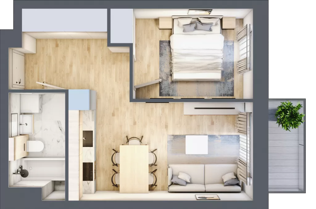 2 pokoje, mieszkanie 36,71 m², piętro 2, oferta nr A1.2/2, Osiedle Pod Jeleniami, Jelenia Góra, Śródmieście, ul. Kadetów 2