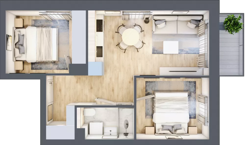 3 pokoje, mieszkanie 41,85 m², piętro 2, oferta nr A1.2/3, Osiedle Pod Jeleniami, Jelenia Góra, Śródmieście, ul. Kadetów 2