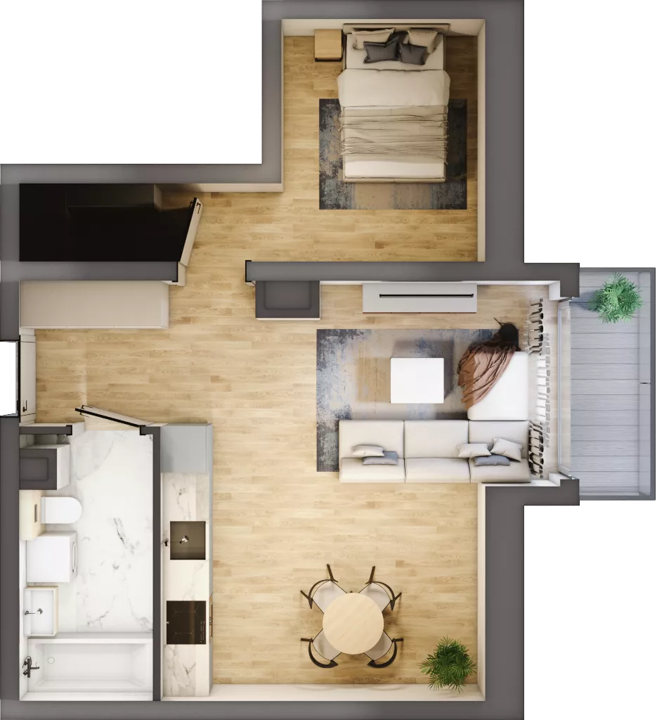 2 pokoje, mieszkanie 40,71 m², piętro 4, oferta nr A1.4/1, Osiedle Pod Jeleniami, Jelenia Góra, Śródmieście, ul. Kadetów 2