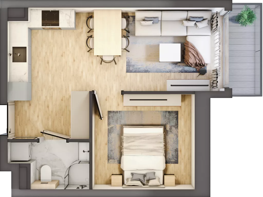 2 pokoje, mieszkanie 33,82 m², piętro 4, oferta nr A1.4/2, Osiedle Pod Jeleniami, Jelenia Góra, Śródmieście, ul. Kadetów 2