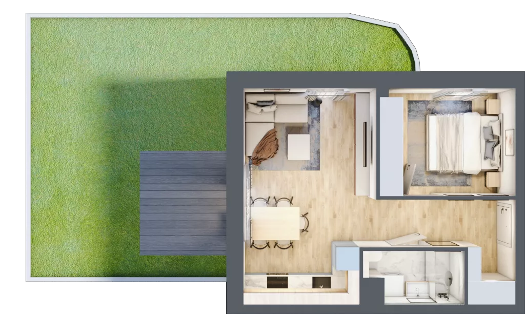 2 pokoje, mieszkanie 37,41 m², parter, oferta nr A1.0/9, Osiedle Pod Jeleniami, Jelenia Góra, Śródmieście, ul. Kadetów 2