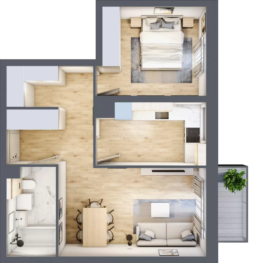 2 pokoje, mieszkanie 51,70 m², piętro 3, oferta nr A1.3/11, Osiedle Pod Jeleniami, Jelenia Góra, Śródmieście, ul. Kadetów 2