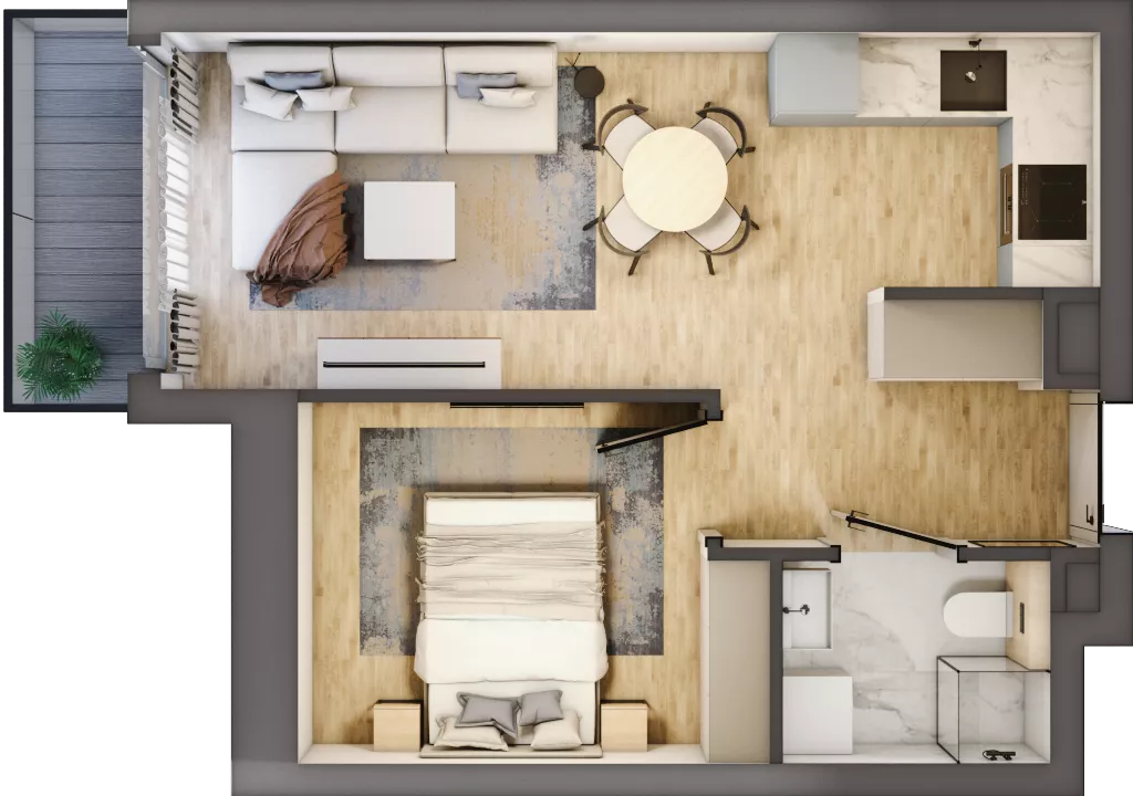 2 pokoje, mieszkanie 31,95 m², piętro 4, oferta nr A1.4/7, Osiedle Pod Jeleniami, Jelenia Góra, Śródmieście, ul. Kadetów 2