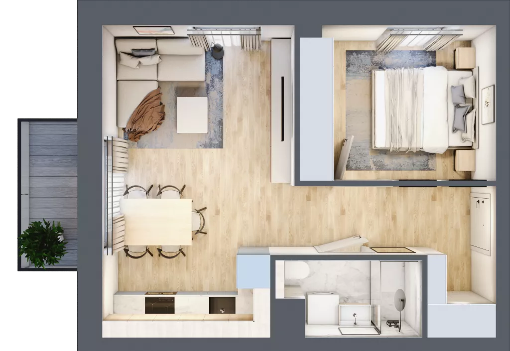 2 pokoje, mieszkanie 37,37 m², piętro 3, oferta nr A1.3/4, Osiedle Pod Jeleniami, Jelenia Góra, Śródmieście, ul. Kadetów 2