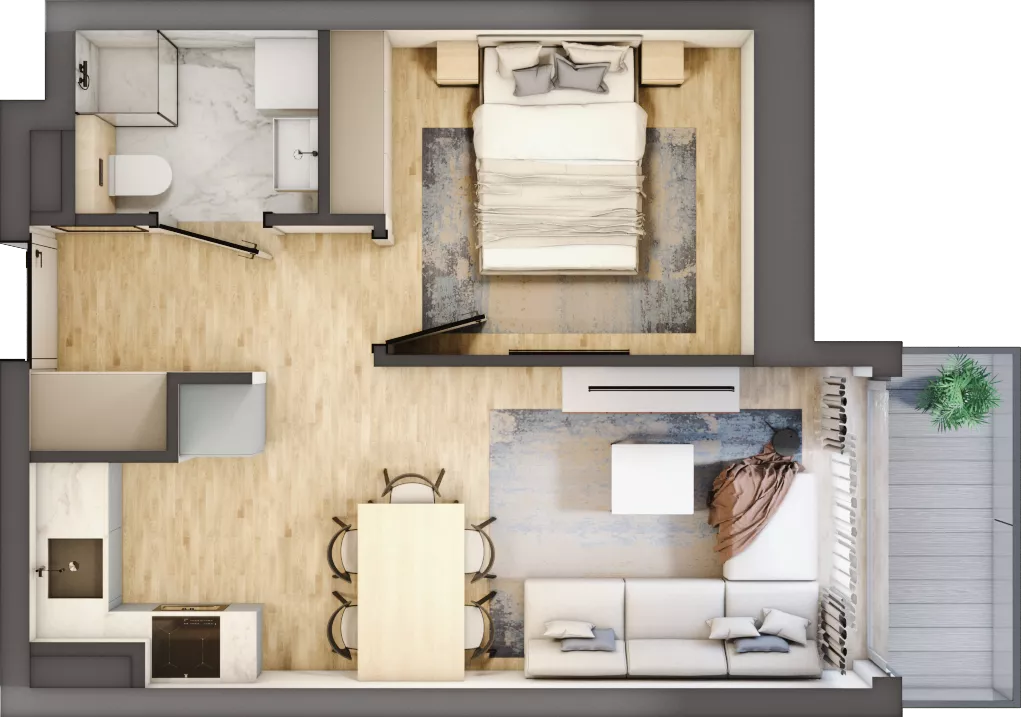 2 pokoje, mieszkanie 31,77 m², piętro 4, oferta nr A1.4/10, Osiedle Pod Jeleniami, Jelenia Góra, Śródmieście, ul. Kadetów 2