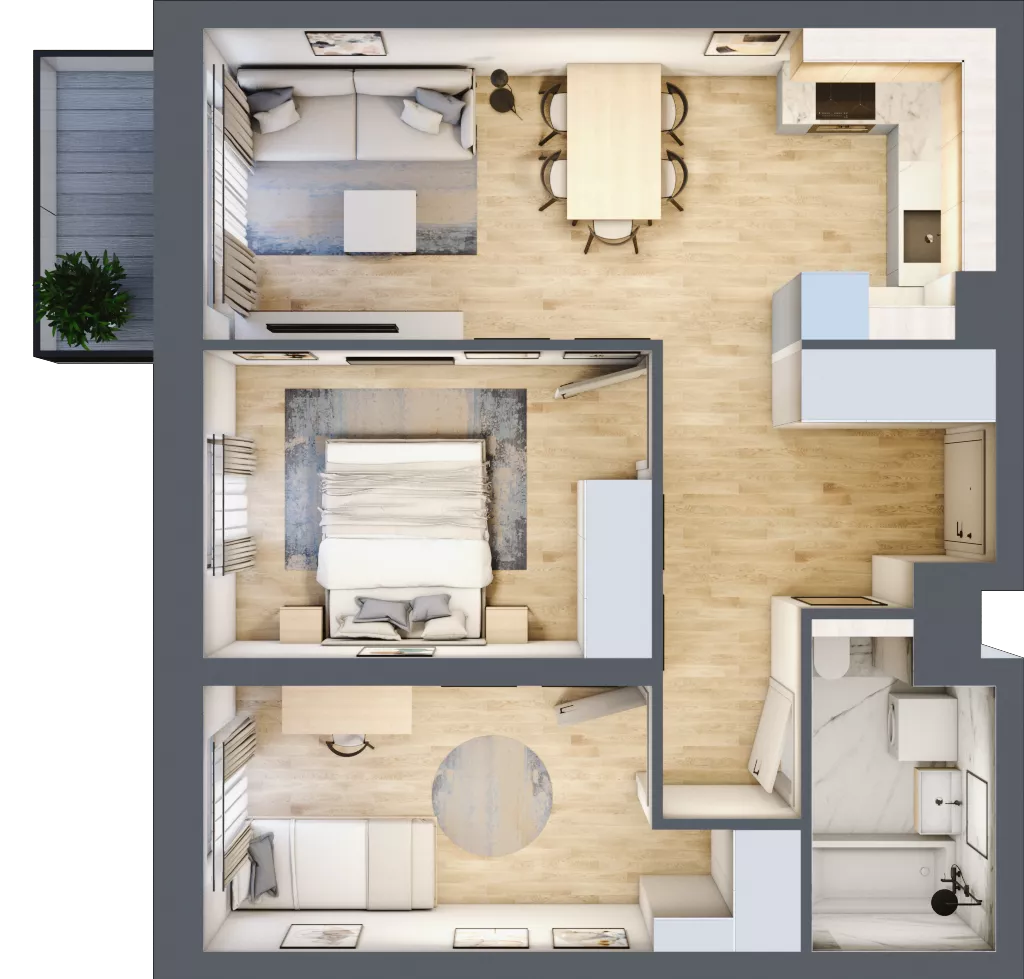 3 pokoje, mieszkanie 53,59 m², piętro 1, oferta nr A1.1/6, Osiedle Pod Jeleniami, Jelenia Góra, Śródmieście, ul. Kadetów 2