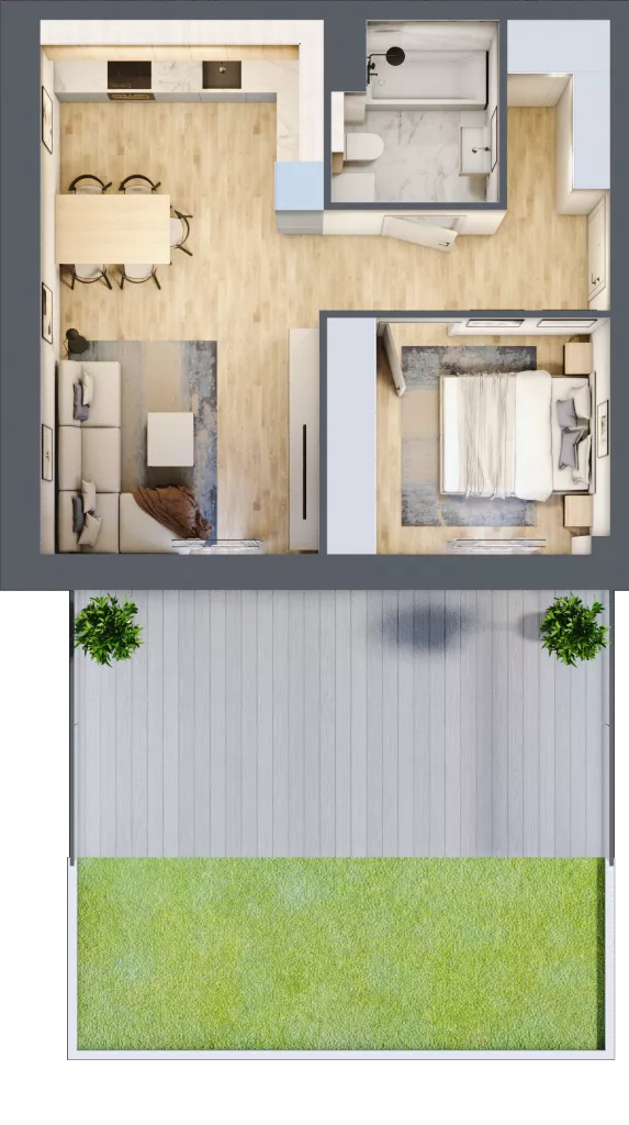 2 pokoje, mieszkanie 44,31 m², parter, oferta nr A1.0/2, Osiedle Pod Jeleniami, Jelenia Góra, Śródmieście, ul. Kadetów 2