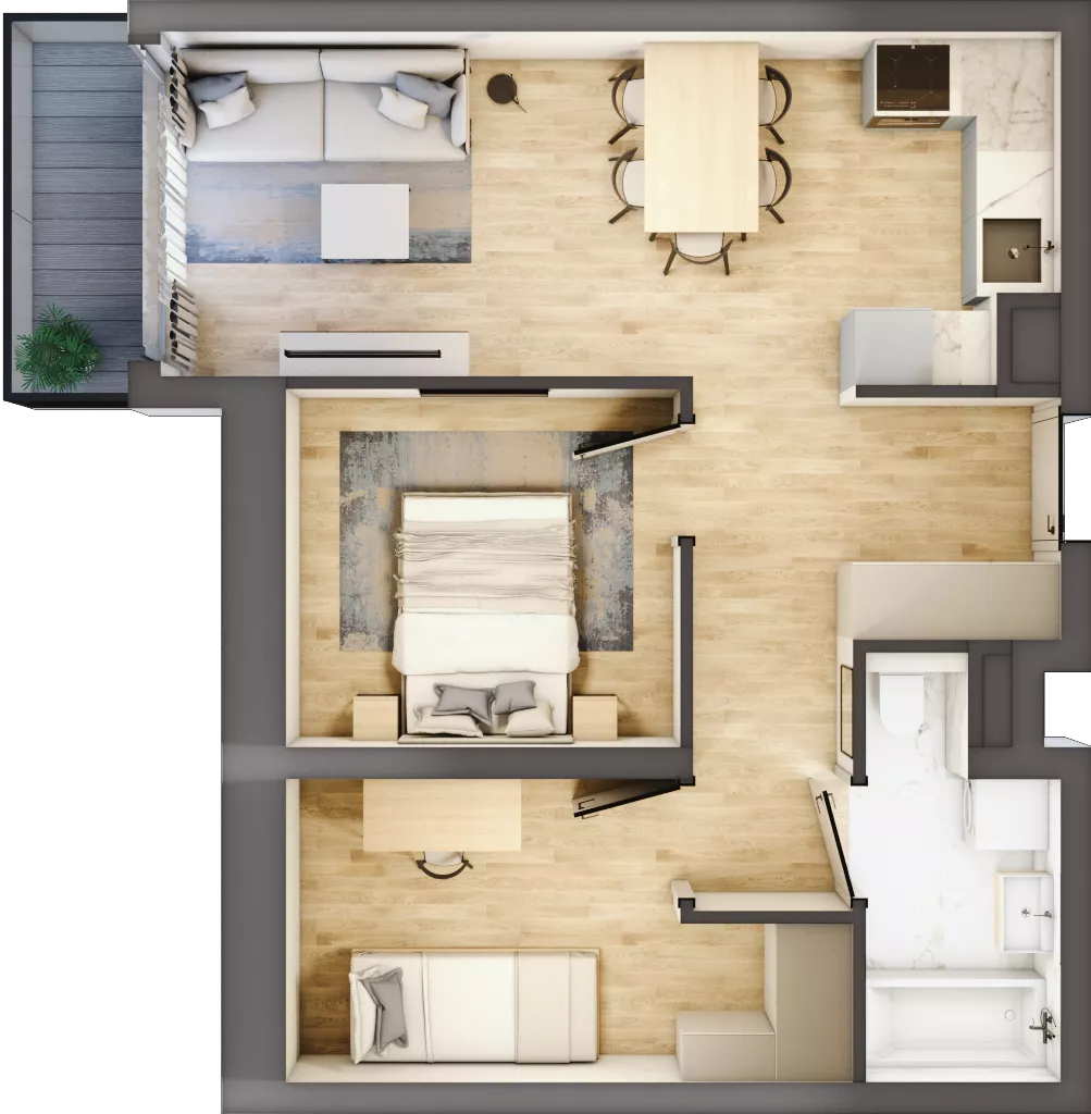 3 pokoje, mieszkanie 44,92 m², piętro 4, oferta nr A1.4/6, Osiedle Pod Jeleniami, Jelenia Góra, Śródmieście, ul. Kadetów 2