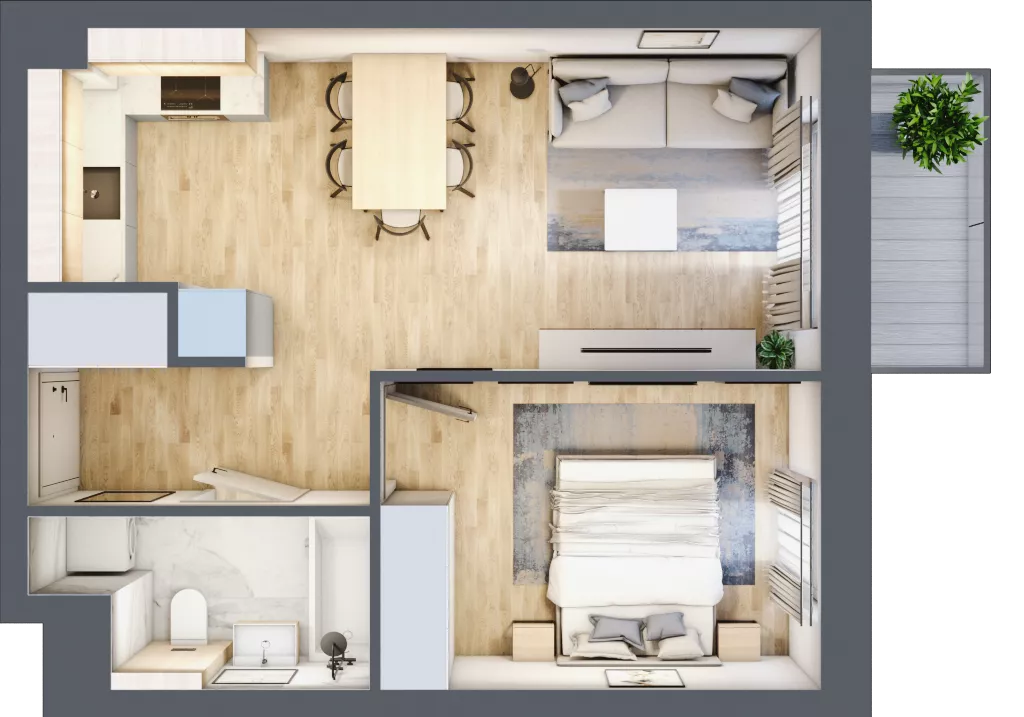 2 pokoje, mieszkanie 39,08 m², piętro 1, oferta nr A1.1/10, Osiedle Pod Jeleniami, Jelenia Góra, Śródmieście, ul. Kadetów 2