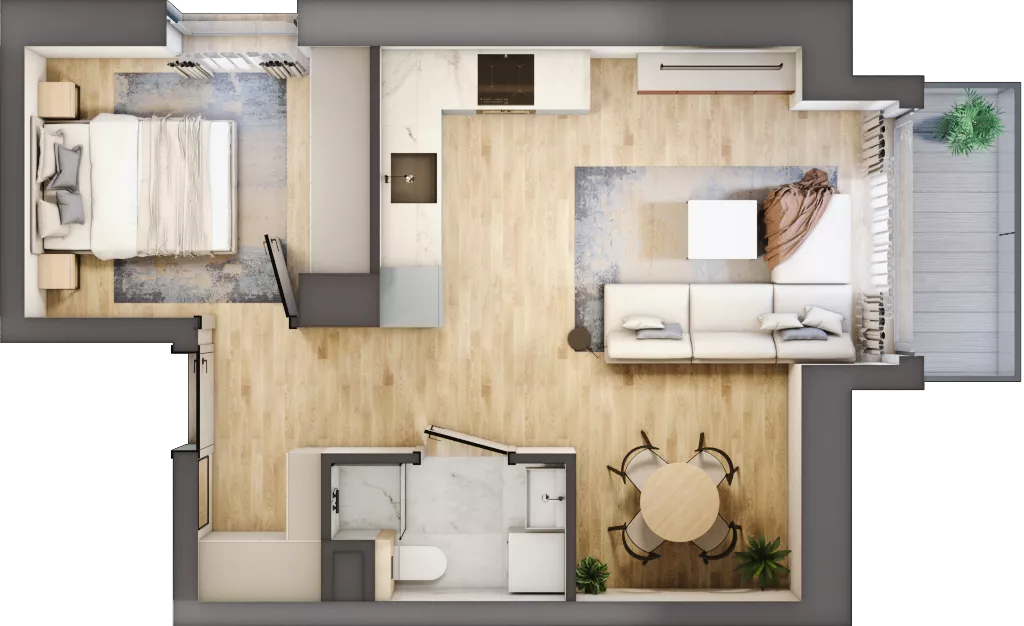 2 pokoje, mieszkanie 36,62 m², piętro 4, oferta nr A1.4/9, Osiedle Pod Jeleniami, Jelenia Góra, Śródmieście, ul. Kadetów 2