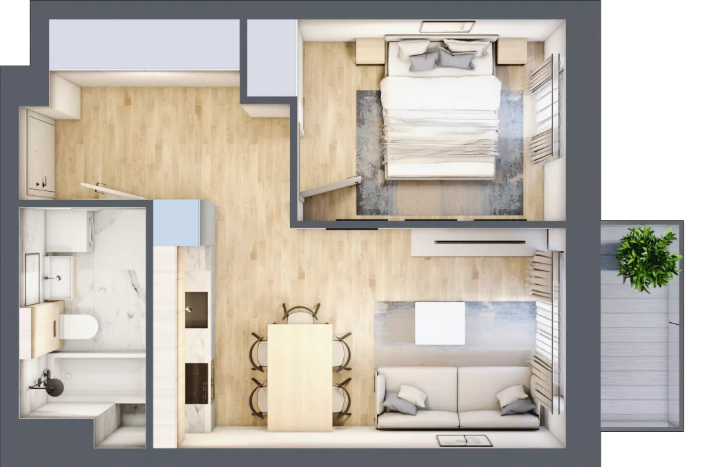 2 pokoje, mieszkanie 36,60 m², piętro 3, oferta nr A1.3/2, Osiedle Pod Jeleniami, Jelenia Góra, Śródmieście, ul. Kadetów 2