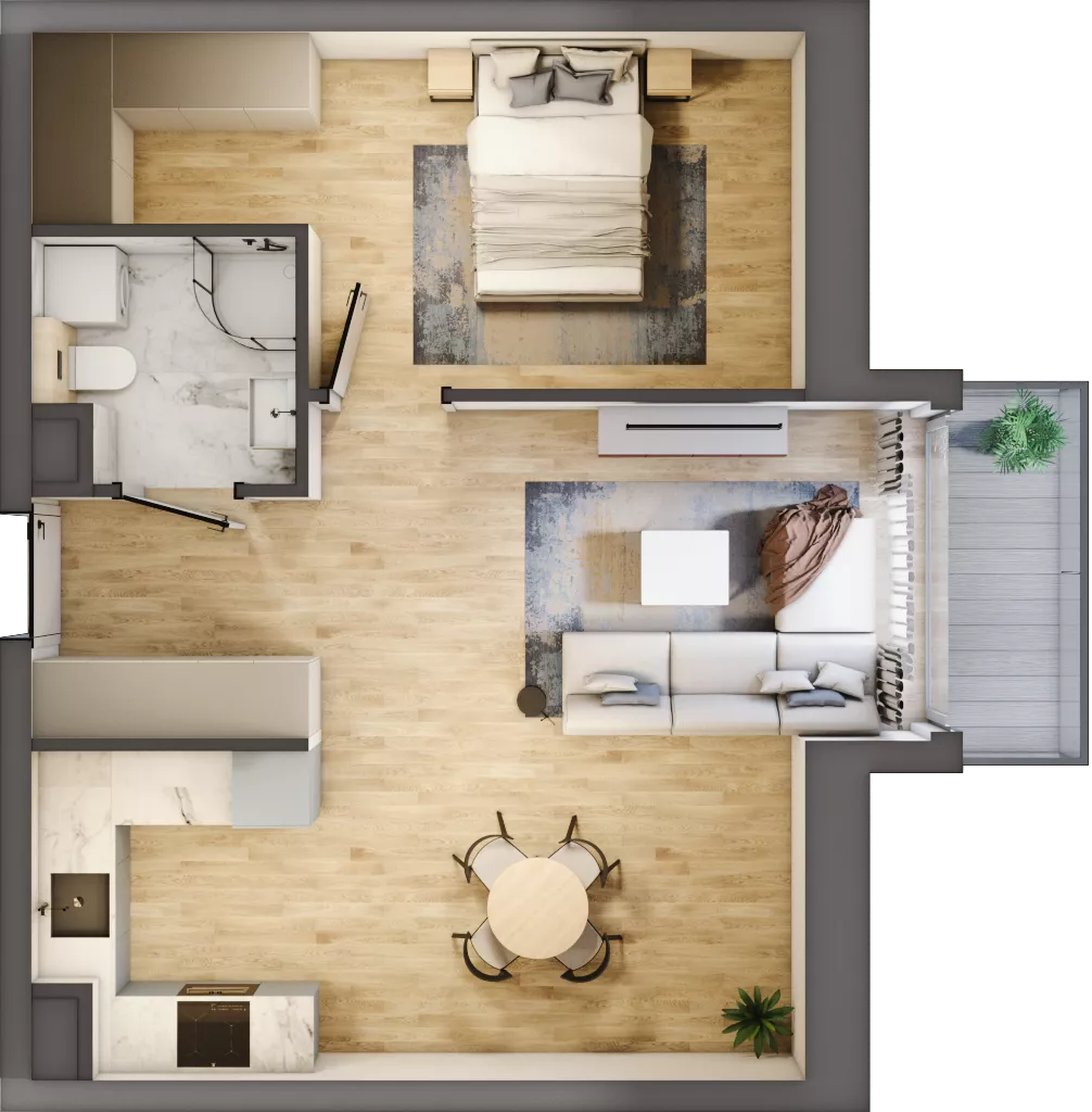 2 pokoje, mieszkanie 45,65 m², piętro 4, oferta nr A1.4/11, Osiedle Pod Jeleniami, Jelenia Góra, Śródmieście, ul. Kadetów 2