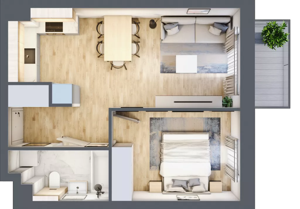 2 pokoje, mieszkanie 39,17 m², piętro 3, oferta nr A1.3/10, Osiedle Pod Jeleniami, Jelenia Góra, Śródmieście, ul. Kadetów 2