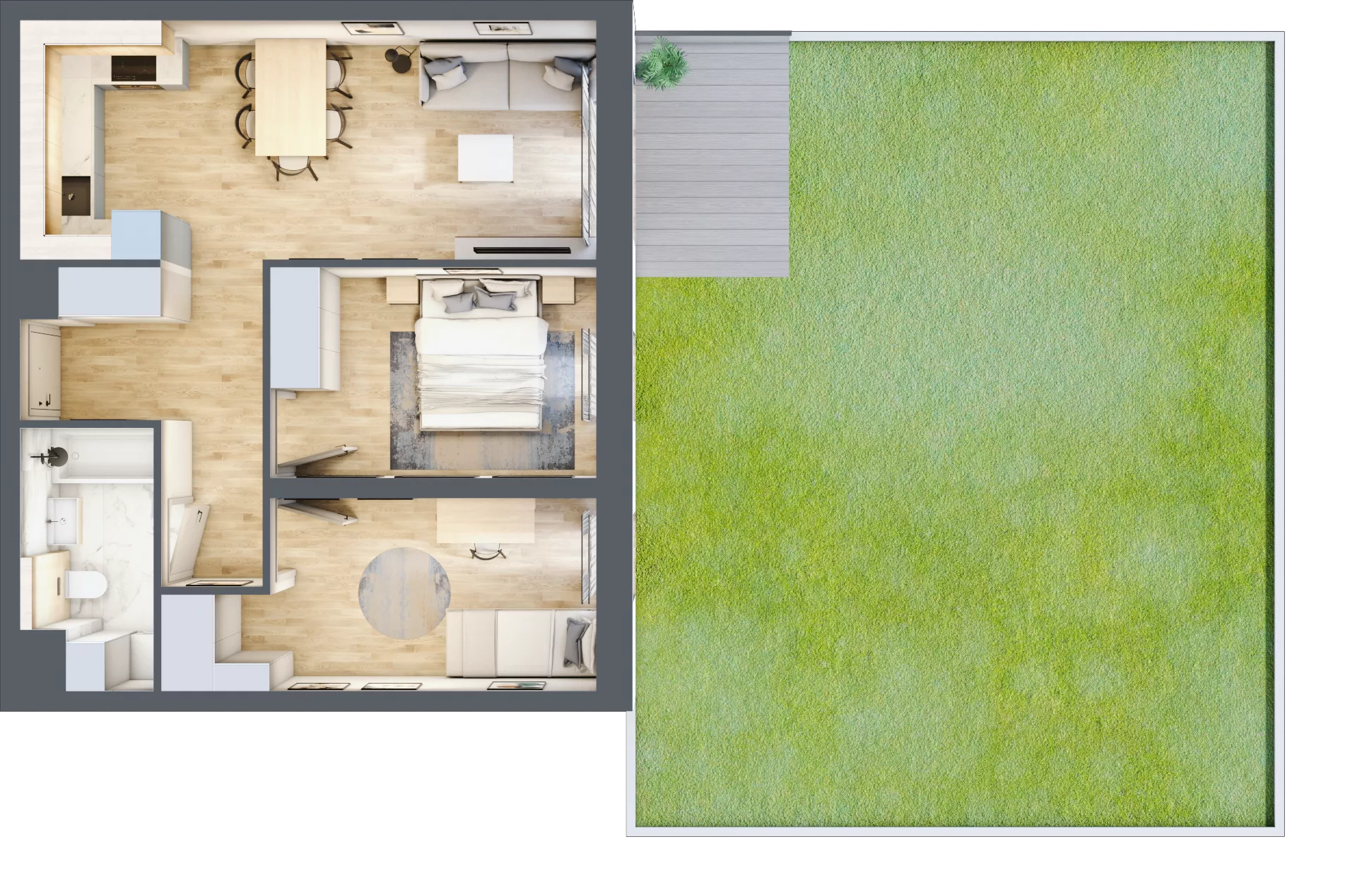 3 pokoje, mieszkanie 54,06 m², parter, oferta nr A1.0/6, Osiedle Pod Jeleniami, Jelenia Góra, Śródmieście, ul. Kadetów 2