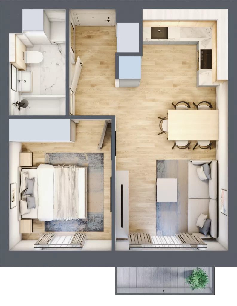 2 pokoje, mieszkanie 36,46 m², piętro 1, oferta nr A2.1/2, Osiedle Pod Jeleniami, Jelenia Góra, Śródmieście, ul. Kadetów 2