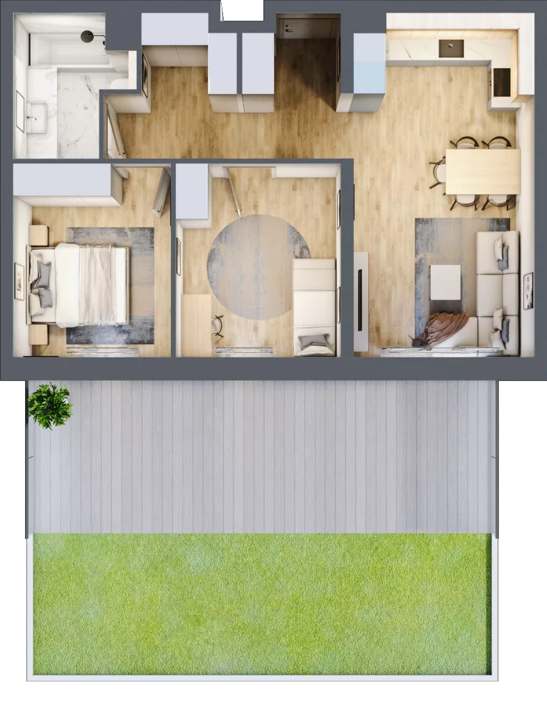 3 pokoje, mieszkanie 60,05 m², parter, oferta nr A2.0/6, Osiedle Pod Jeleniami, Jelenia Góra, Śródmieście, ul. Kadetów 2