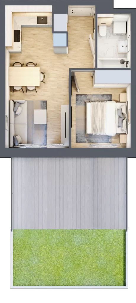 2 pokoje, mieszkanie 35,16 m², parter, oferta nr A2.0/3, Osiedle Pod Jeleniami, Jelenia Góra, Śródmieście, ul. Kadetów 2