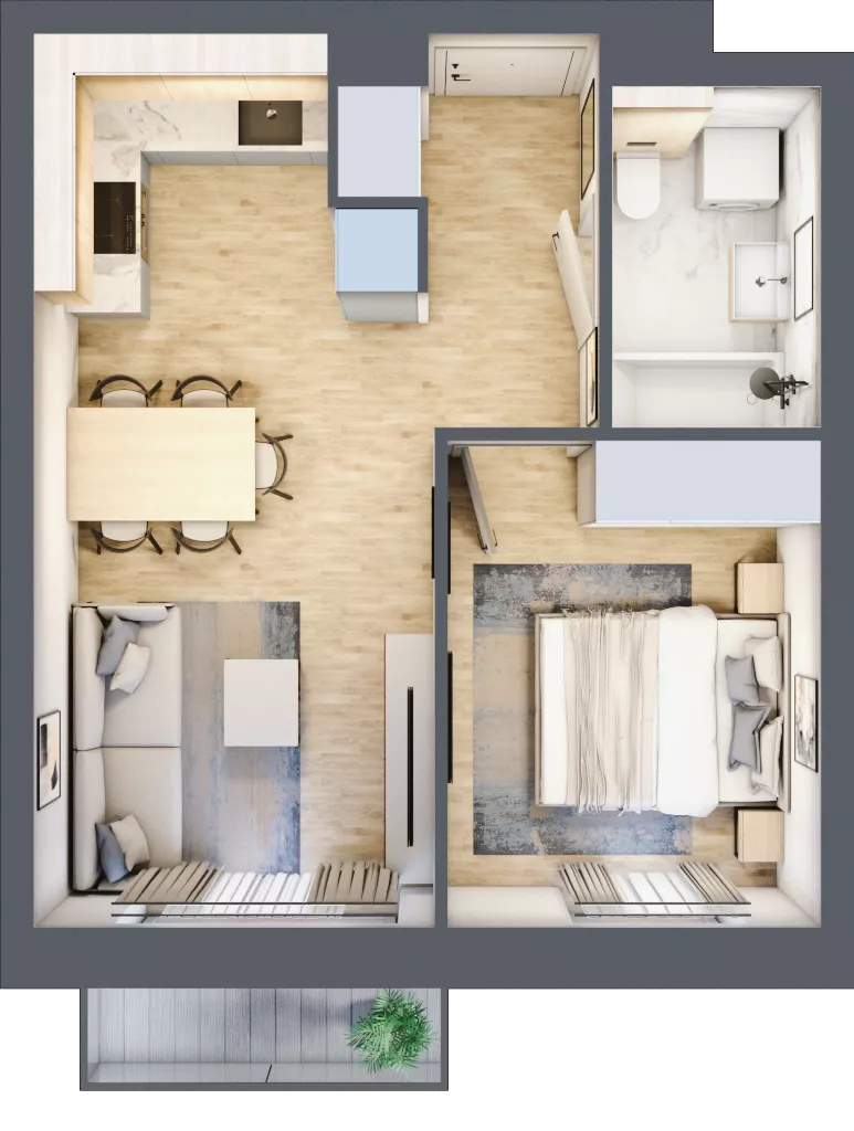 2 pokoje, mieszkanie 35,16 m², piętro 2, oferta nr A2.2/3, Osiedle Pod Jeleniami, Jelenia Góra, Śródmieście, ul. Kadetów 2