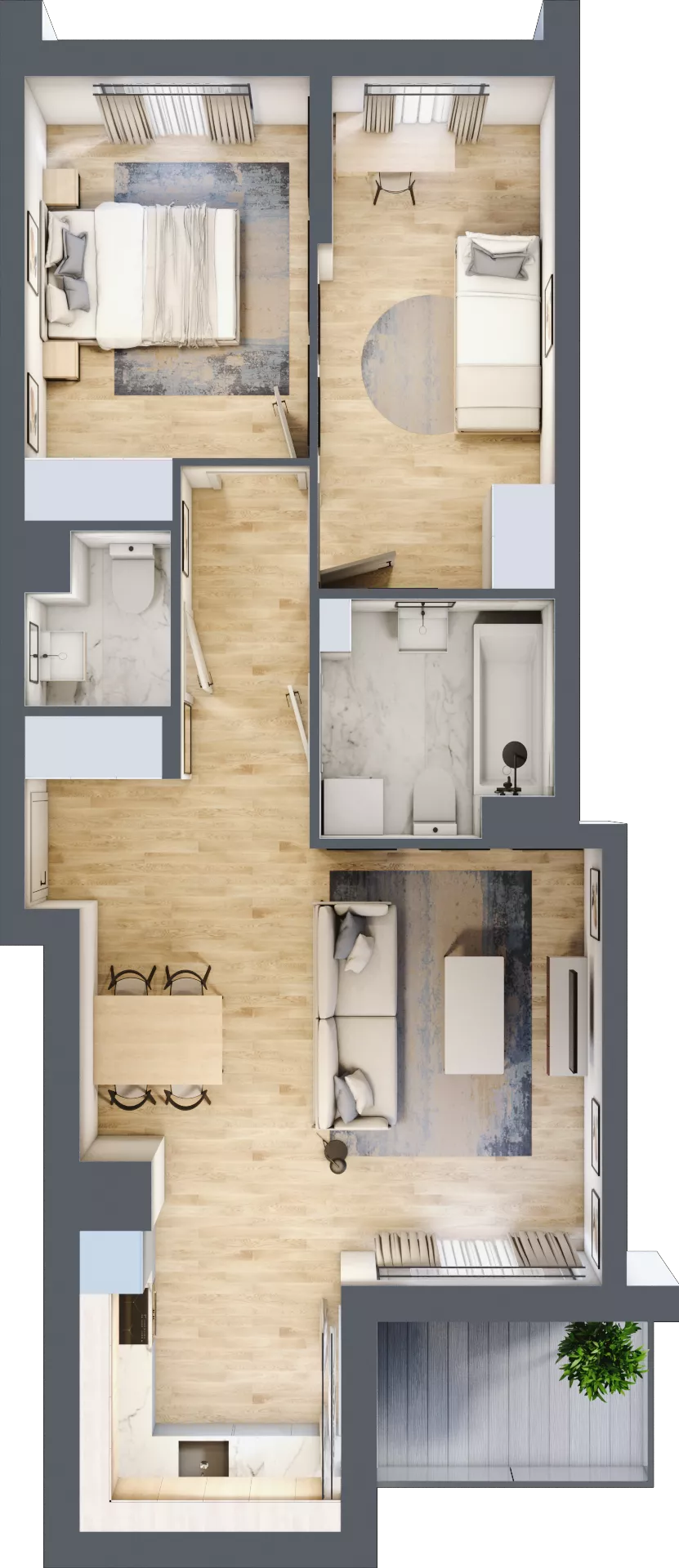 3 pokoje, mieszkanie 61,28 m², piętro 1, oferta nr B15/C046, Miasto Moje, Warszawa, Białołęka, Żerań, ul. Marywilska 62