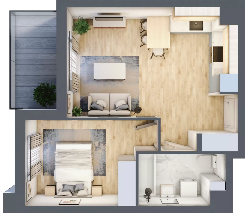 2 pokoje, mieszkanie 40,13 m², piętro 1, oferta nr B15/C048, Miasto Moje, Warszawa, Białołęka, Żerań, ul. Marywilska 62