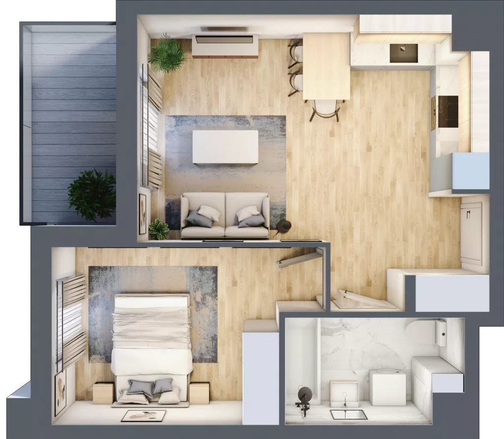 2 pokoje, mieszkanie 40,08 m², piętro 4, oferta nr B15/C063, Miasto Moje, Warszawa, Białołęka, Żerań, ul. Marywilska 62