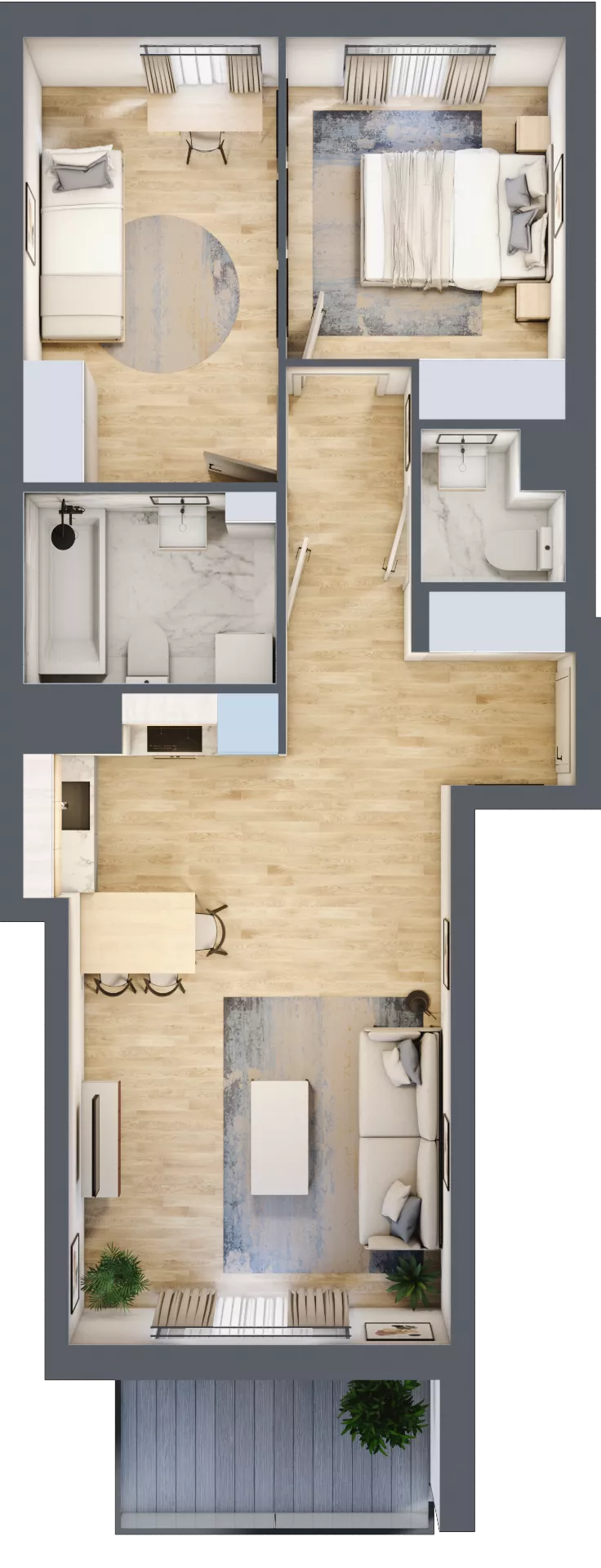 3 pokoje, mieszkanie 58,69 m², piętro 1, oferta nr B15/D076, Miasto Moje, Warszawa, Białołęka, Żerań, ul. Marywilska 62