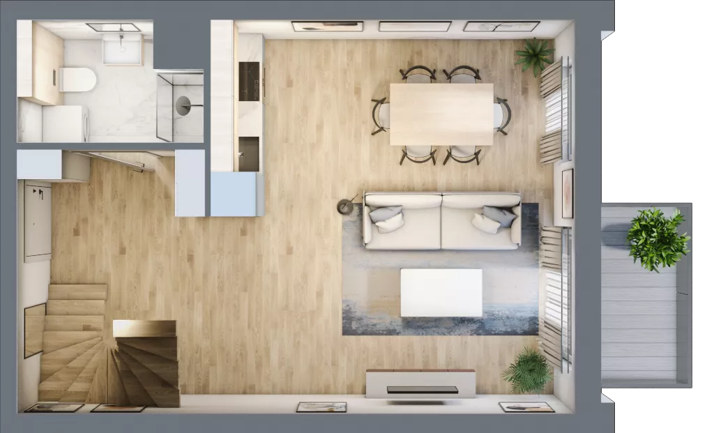 3 pokoje, mieszkanie 54,51 m², piętro 2, oferta nr 3A_31, Nowa Północ, Szczecin, Północ, Stołczyn, ul. Sobola