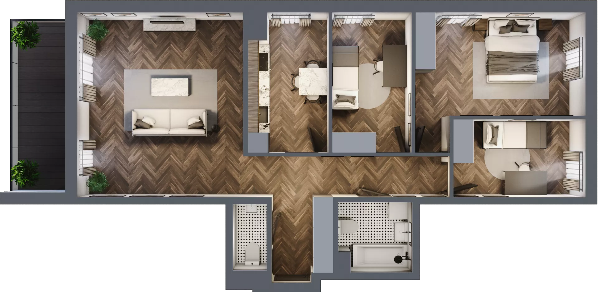 4 pokoje, mieszkanie 90,96 m², piętro 1, oferta nr A006, Zielono MI, Warszawa, Mokotów, Siekierki, ul. Polska 10