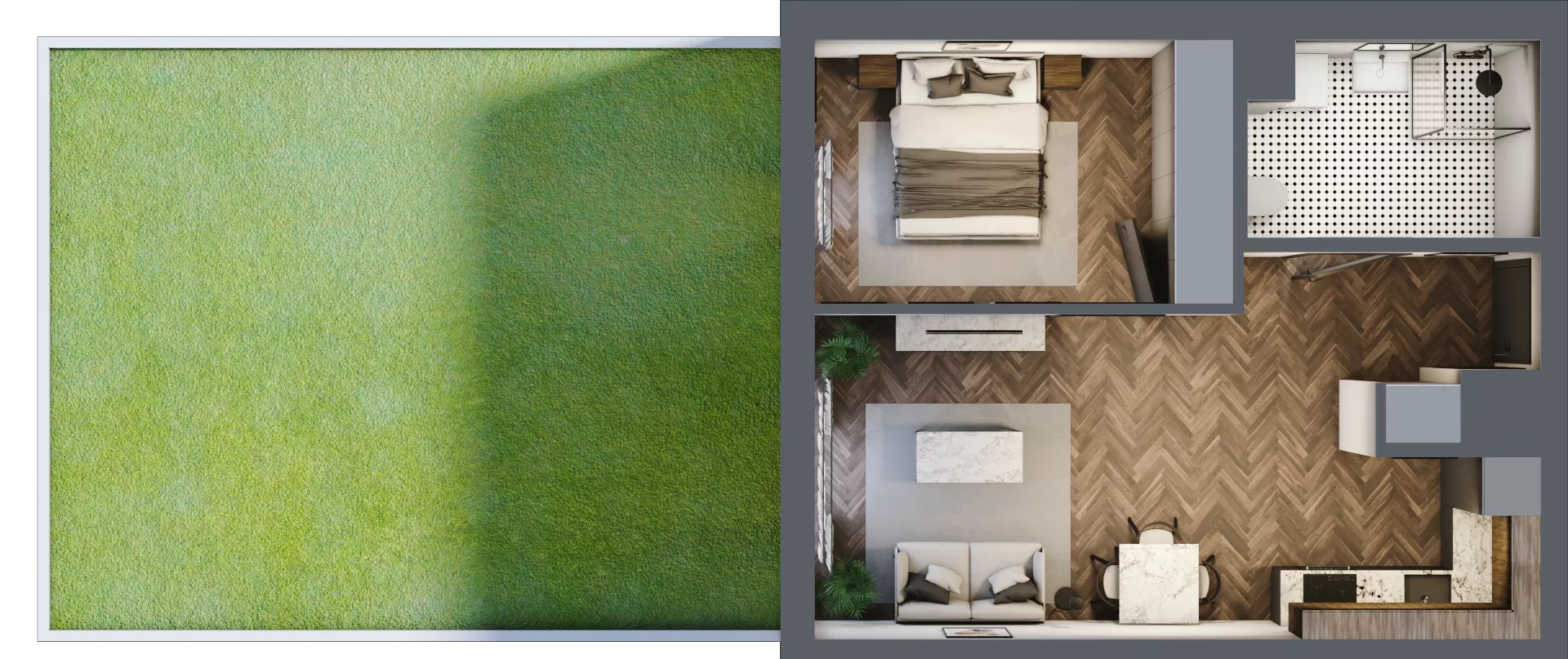 2 pokoje, mieszkanie 43,36 m², parter, oferta nr B024, Zielono MI, Warszawa, Mokotów, Siekierki, ul. Polska 10
