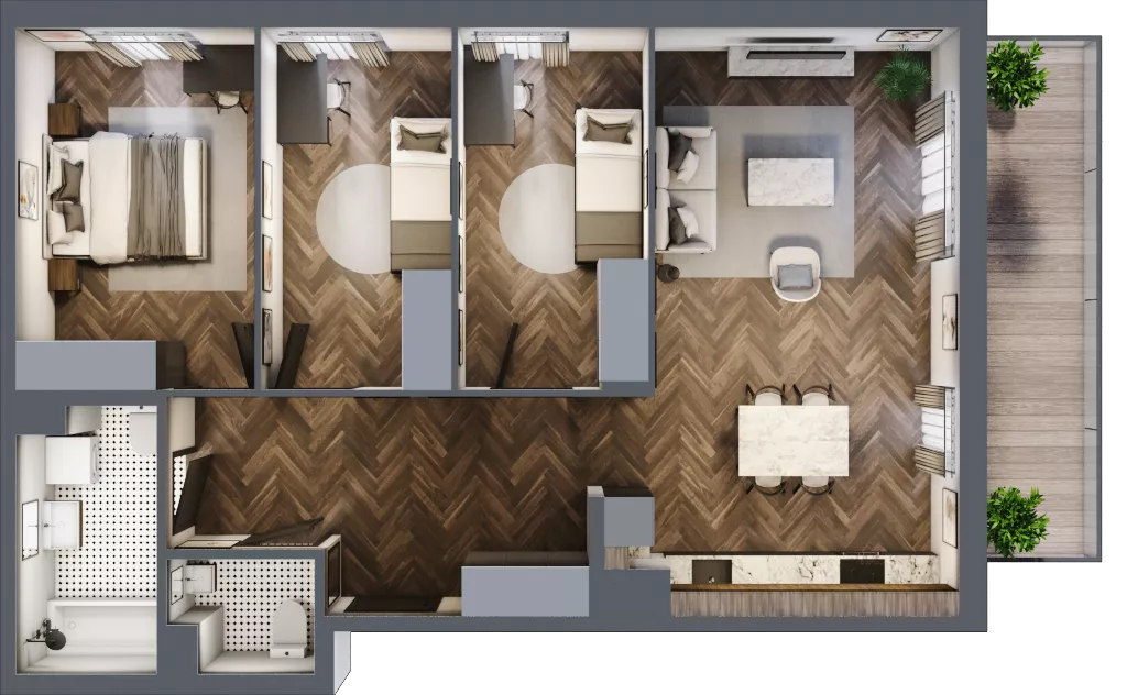 4 pokoje, mieszkanie 80,53 m², piętro 3, oferta nr D016, Zielono MI II, Warszawa, Mokotów, Siekierki, ul. Polska 10